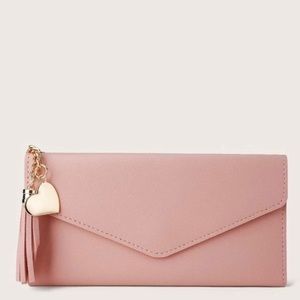 💖 Blush Pink Wallet with Tassel and Heart Charm 💖